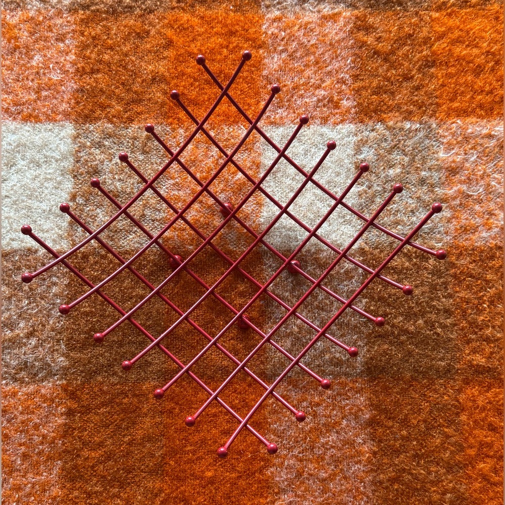 IKEA 90s Vintage Red Metal Wire Fruit Basket Post Modern
